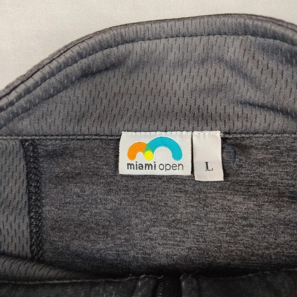 Miami Open Track Tennis Jacket Mens Large Gray Full-Zip Tennis EUC